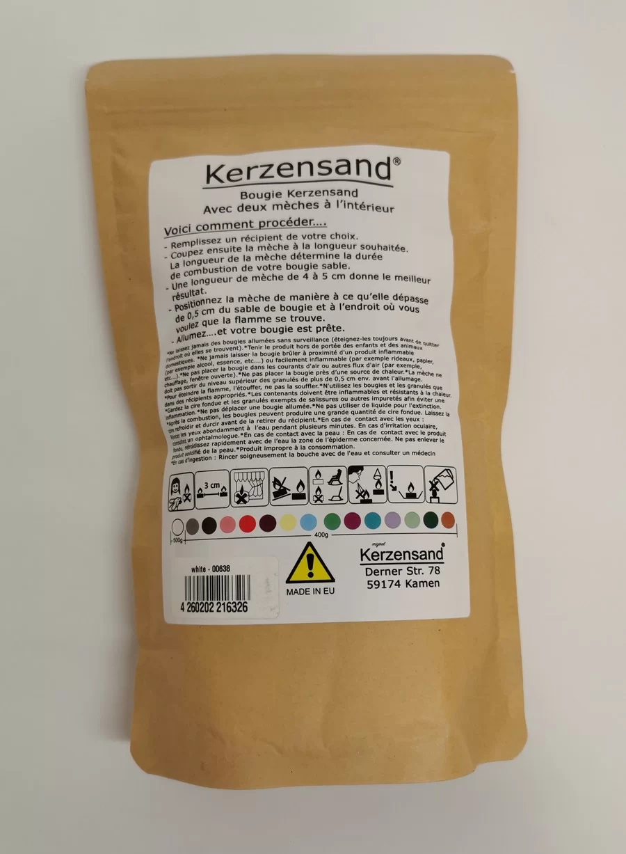 SACHET DE SABLE DE BOUGIE COULEUR VANILLE + 2 MECHES 400GRS – Image 4