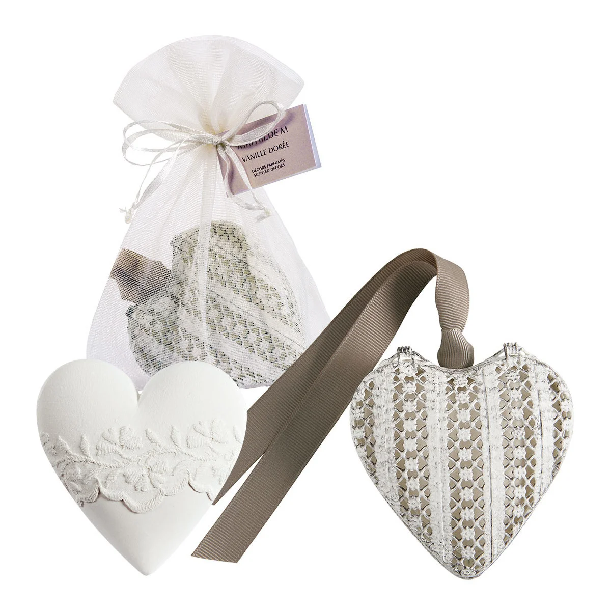 BOITE COEUR ET DECOR PARFUME VANILLE DOREE