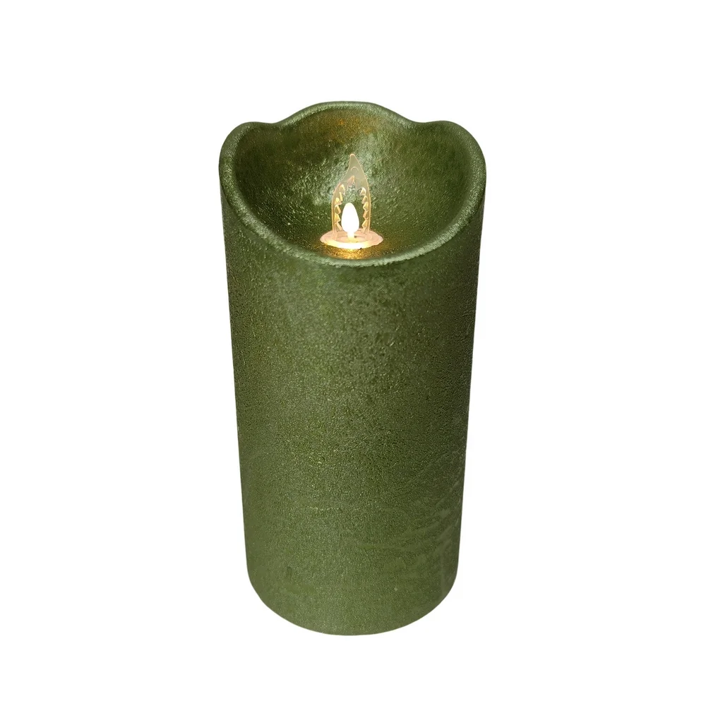BOUGIE LED CYLINDRIQUE CIRE VERTE 7.5 X 15 X 7.5 CM